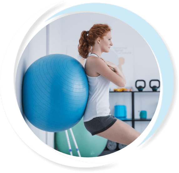 physiotherapy appointment on exercise ball