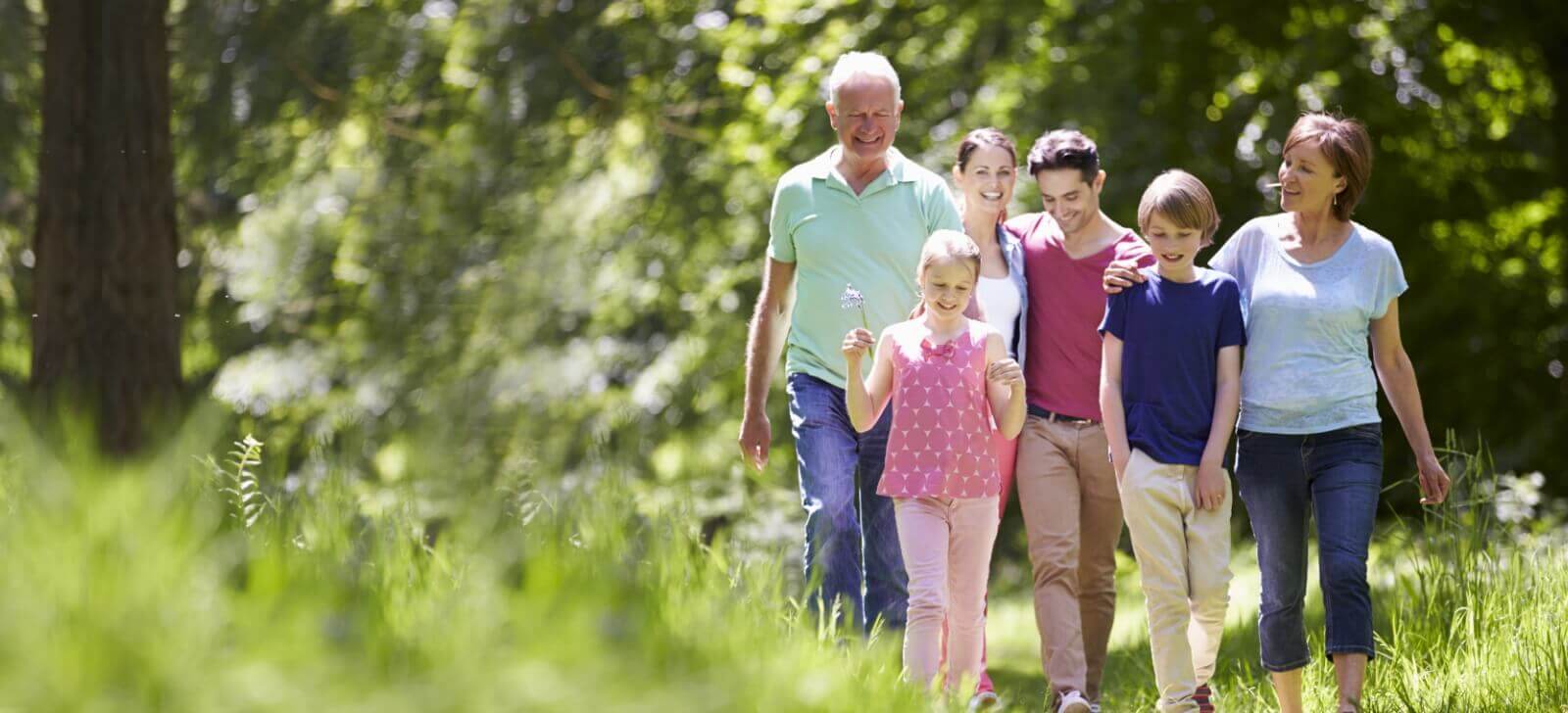 Smiling family out in nature