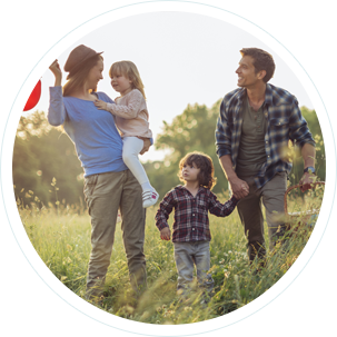 Family in field