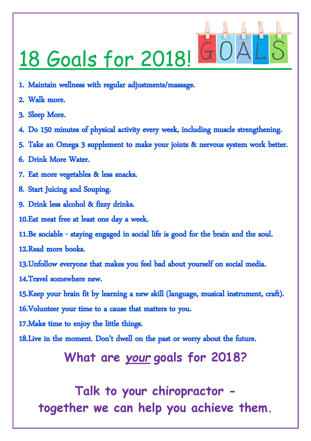 18 goals for 2018. 
