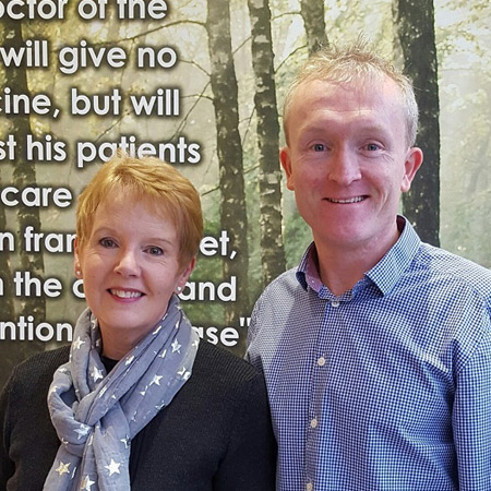Chiropractor Edinburgh, Andrew Feltoe with patient Lauraine Leslie