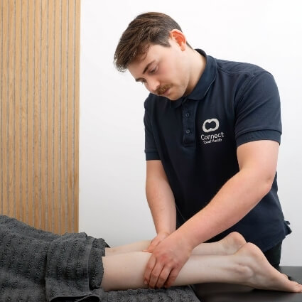 Dylan working on patients leg