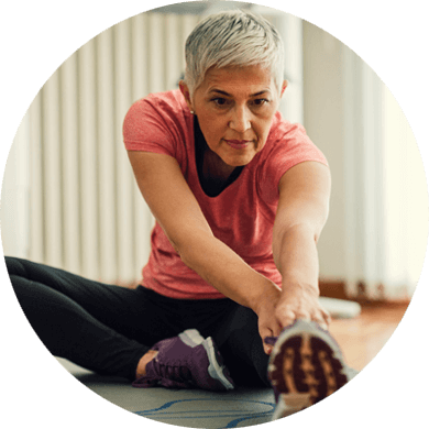 Older woman stretching