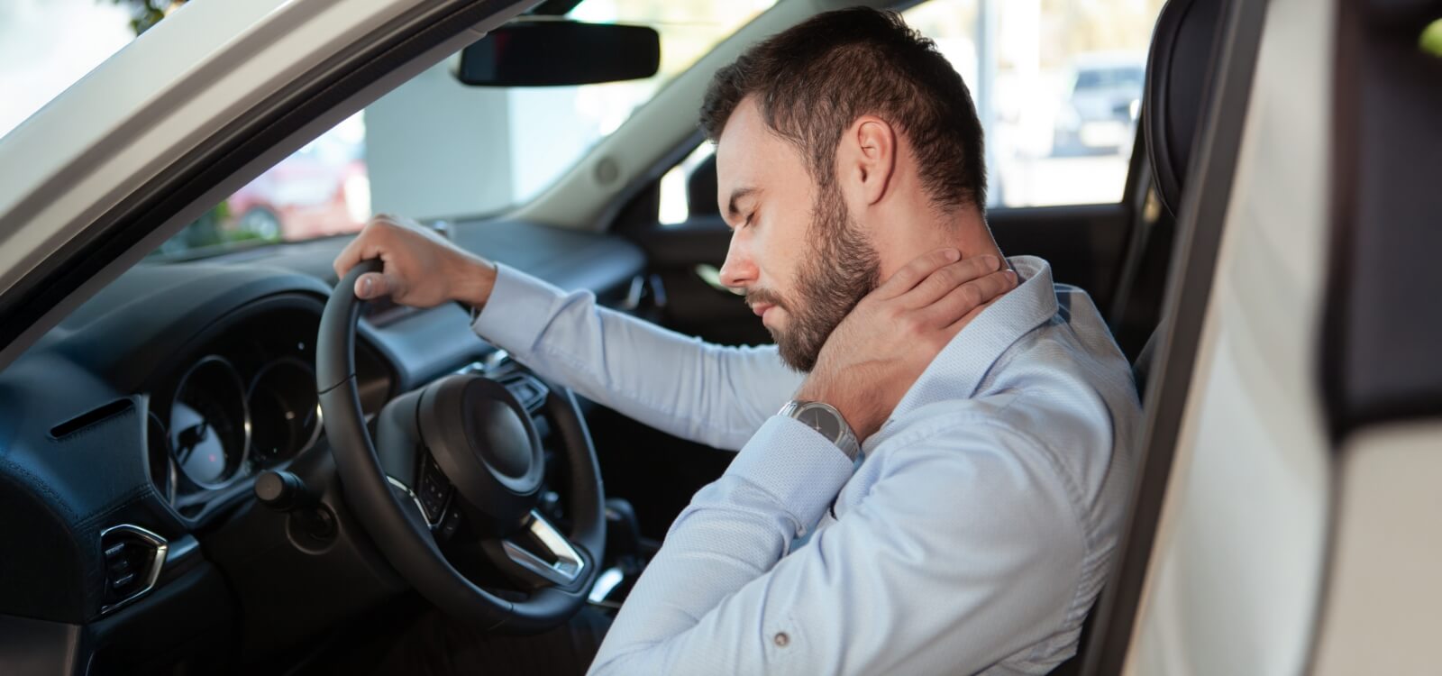 Man with neck pain after car crash