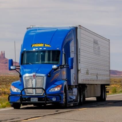 Semi-Truck driving on road