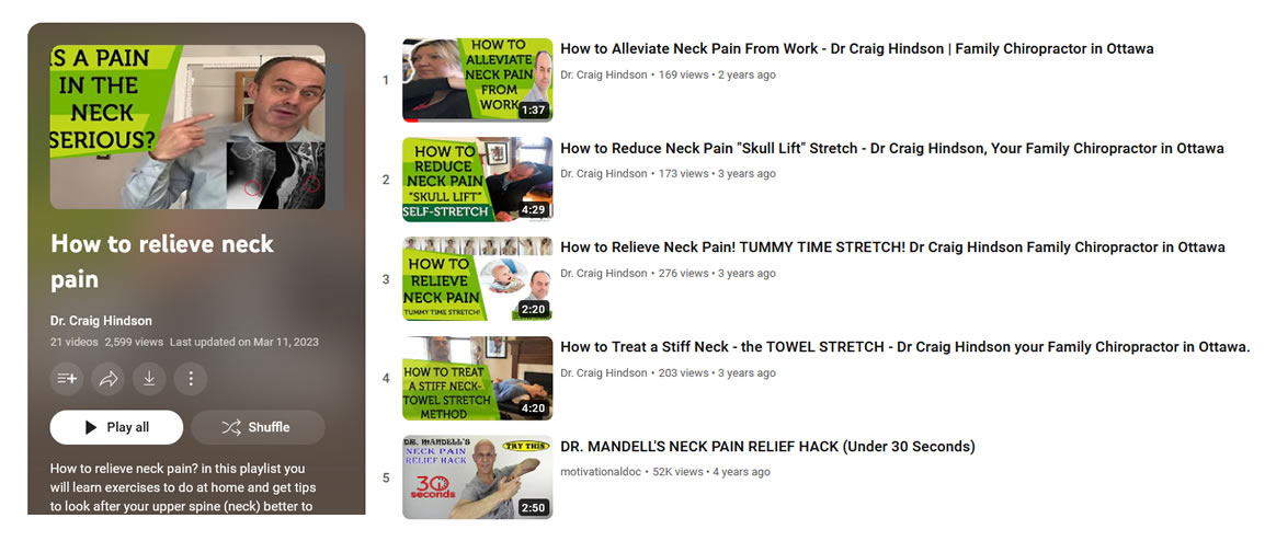 Youtube channel screenshot neck pain
