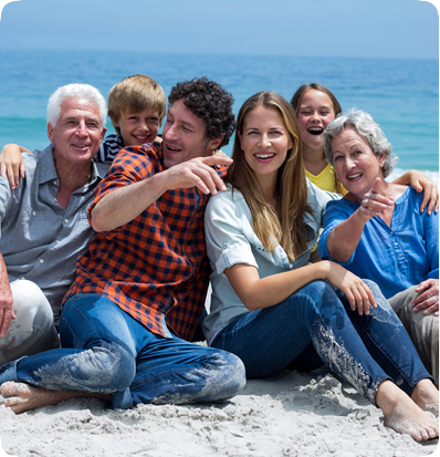 Family on beach