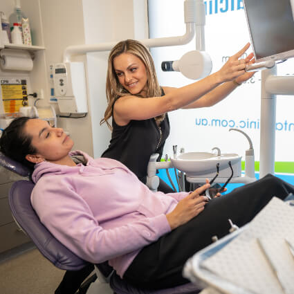 Showing patient monitor