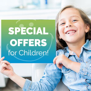 Young girl with special offers sign