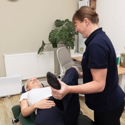 angela working on patients foot