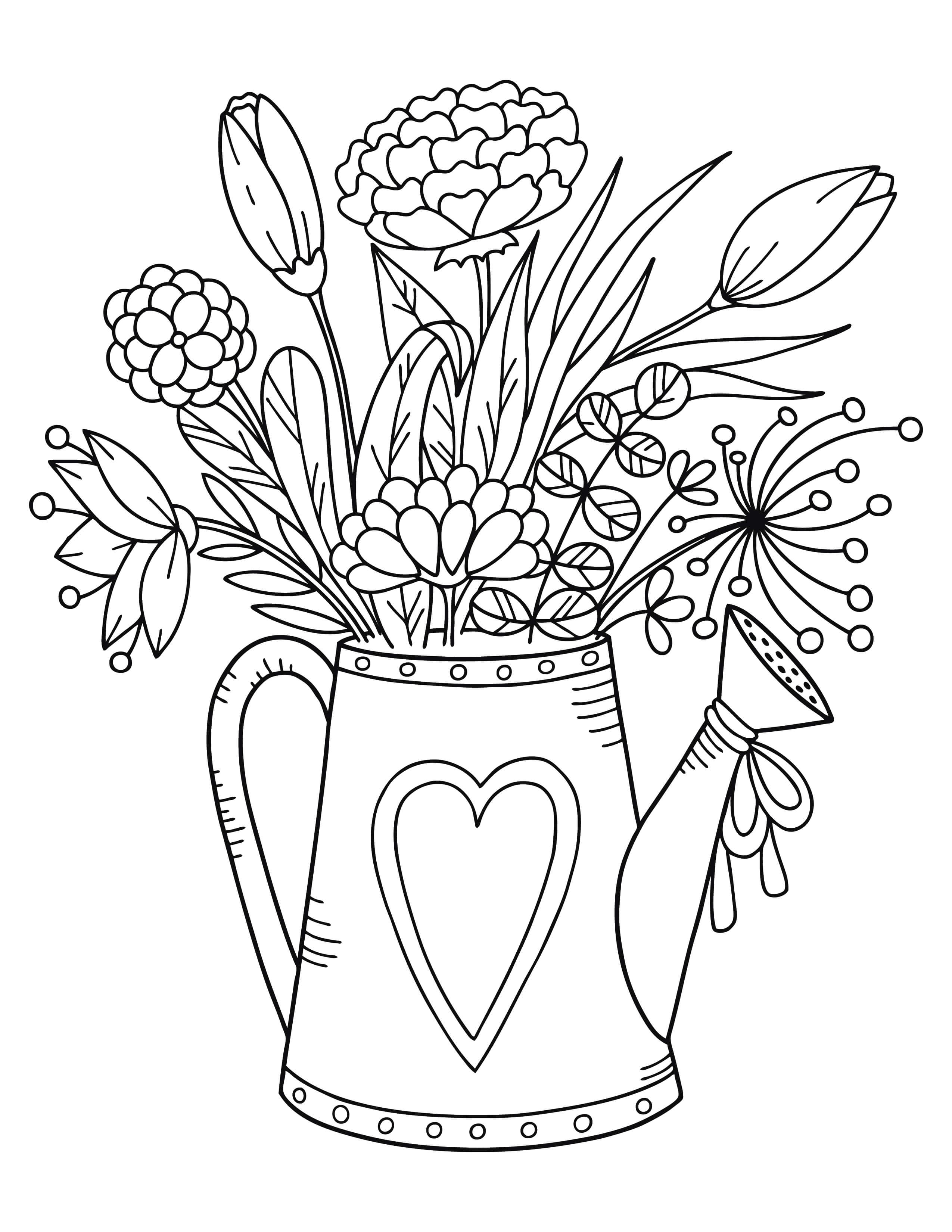 Flowers colouring in page