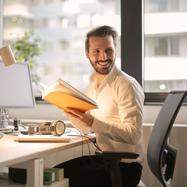 man working with office computer