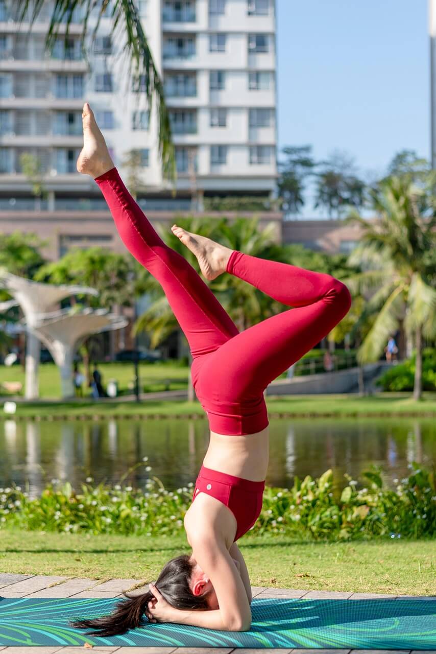 yoga, meditation, park, woman, fitness, relaxation, nature, lake, vietnam