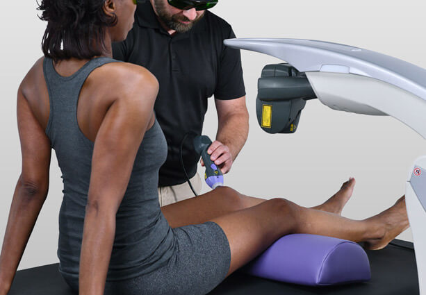 Laser therapy on knee