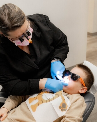 Pediatric patient getting a dental checkup