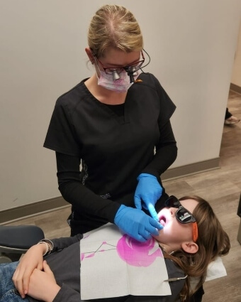 Little girl in a dental consultation