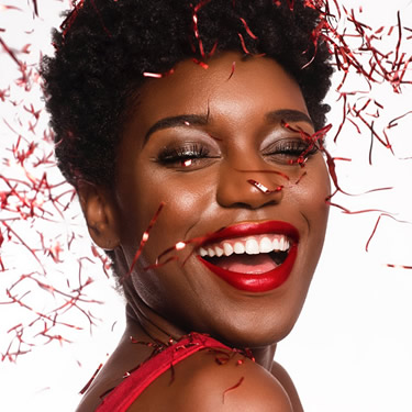 stunning smile woman confetti