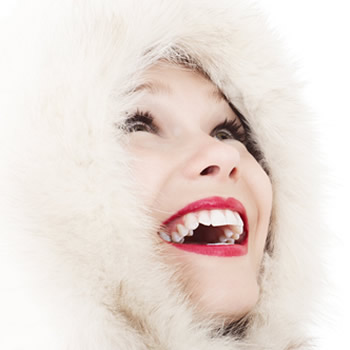 woman winter white teeth