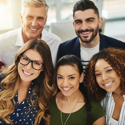 Office people close up smiling