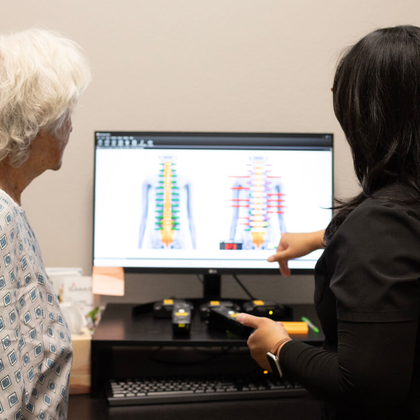 patient reviewing scan results with doctor