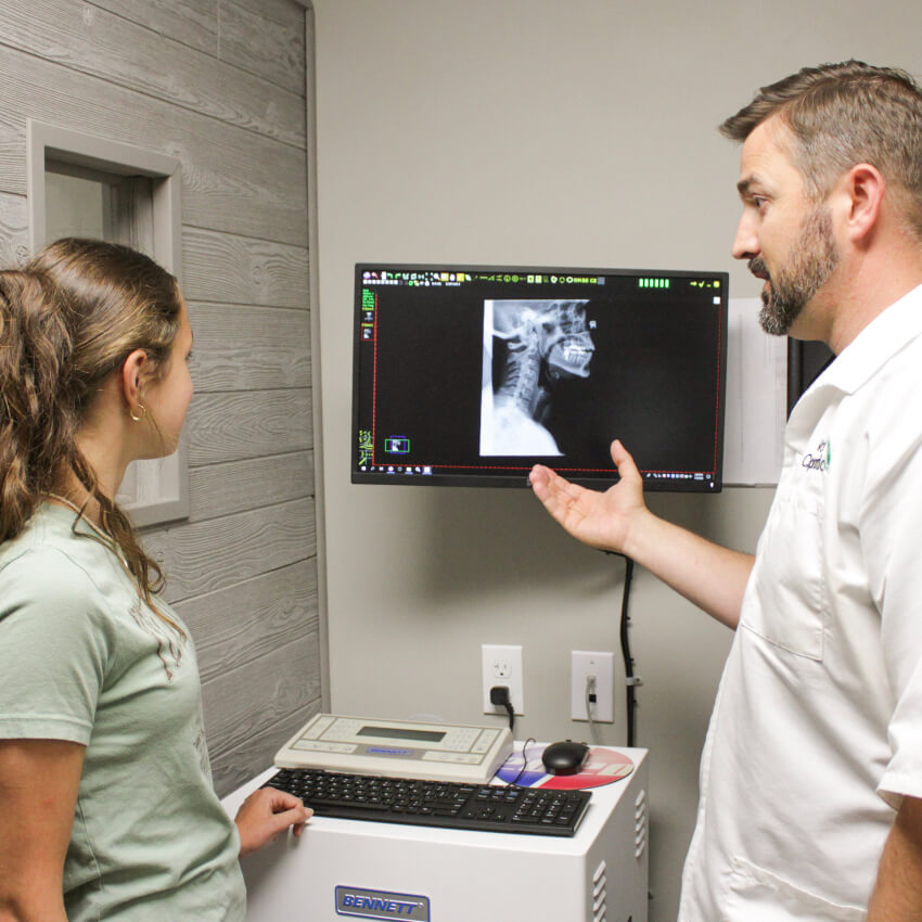 patient talking to doctor about xrays