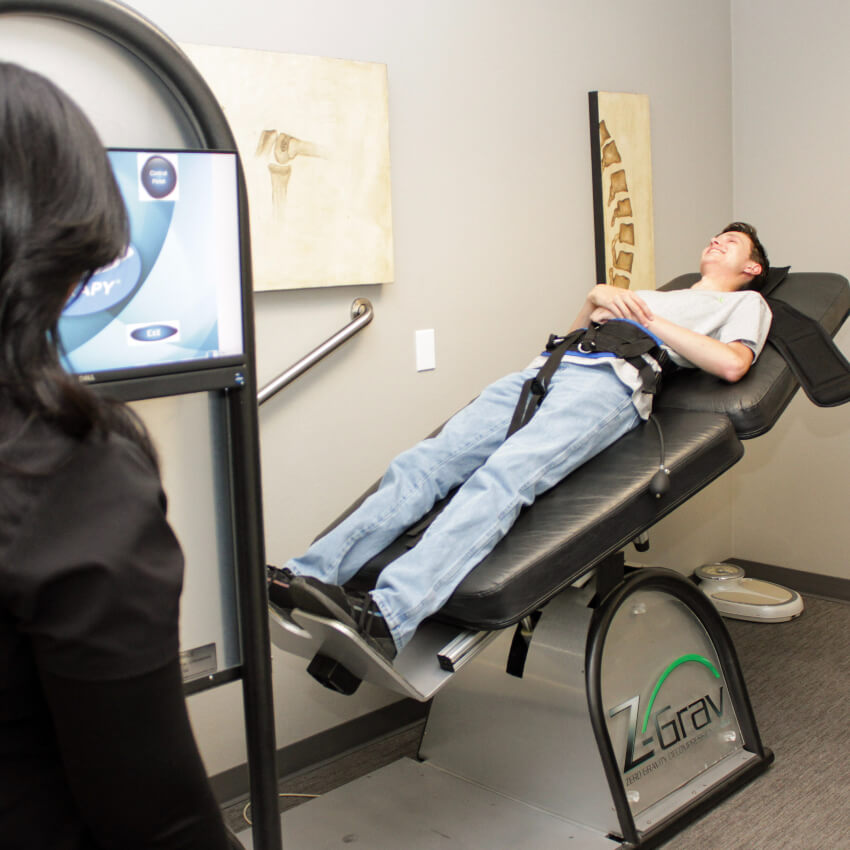 patient on decompression table