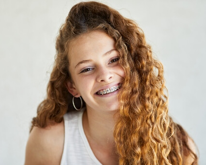 Young woman with braces