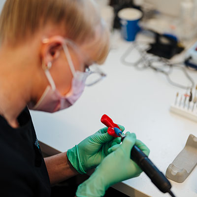 person making custom mouthguard