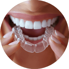 Woman putting in Clear Aligner