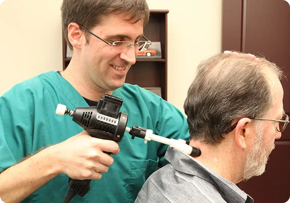 Dr. Hembree scanning patient