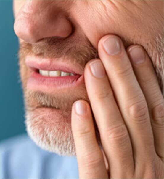 person with tooth pain