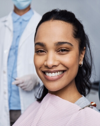 Smiling woman in dental office