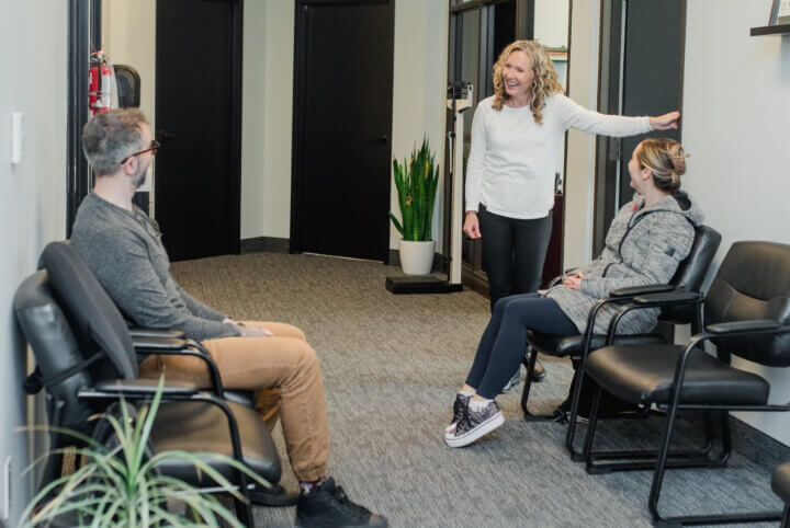 Dr. Catherine talking to patients