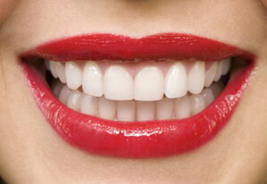 Woman with white teeth and red lips