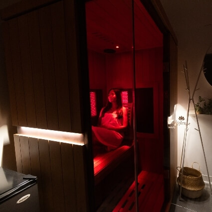 woman in our infrared sauna