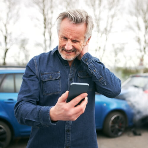 Man with neck pain after car crash