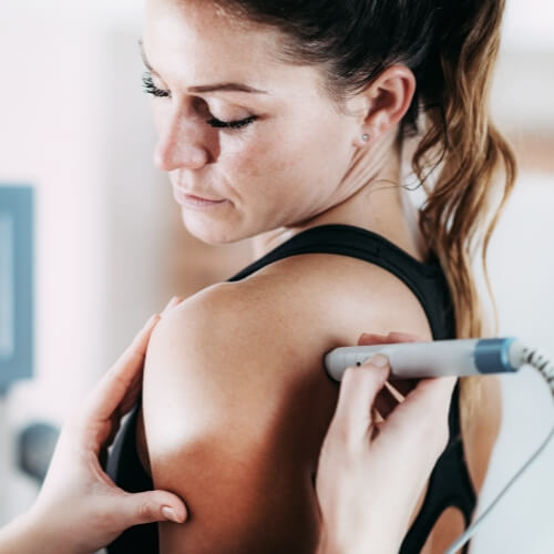 Laser therapy used on shoulder