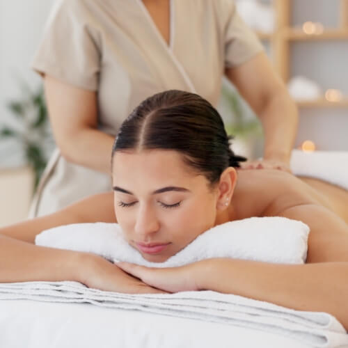 Relaxed back massage for female patient