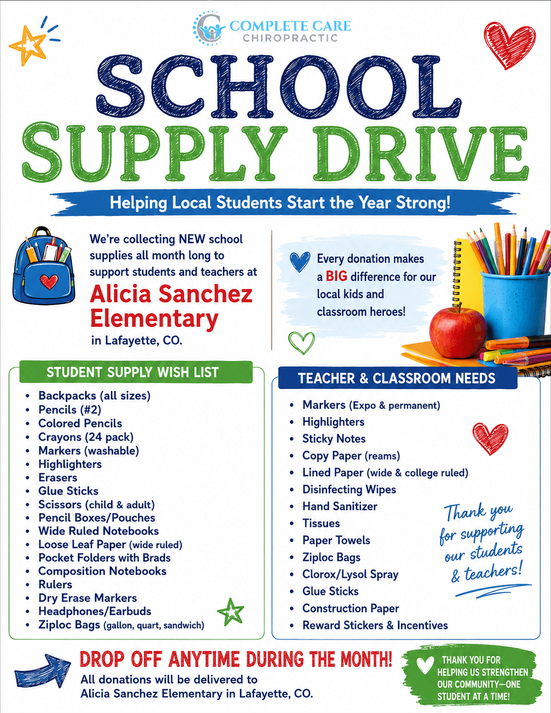 School Supply Drive Flier