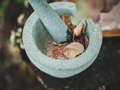 Bowl of mixed herbs