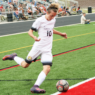 Gabe playing soccer