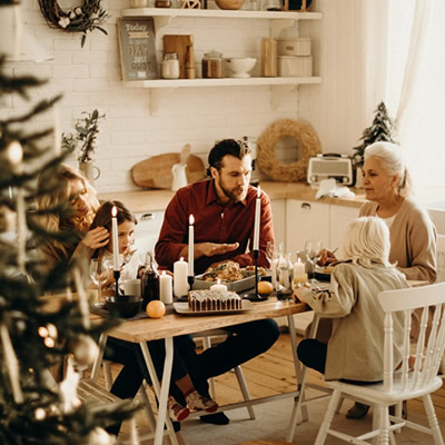 Family having Thanksgiving dinner