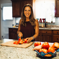 cutting red peppers