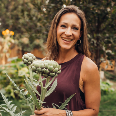 Nikki with a plant