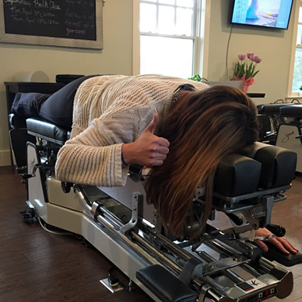 Woman laying on Chiropractic table