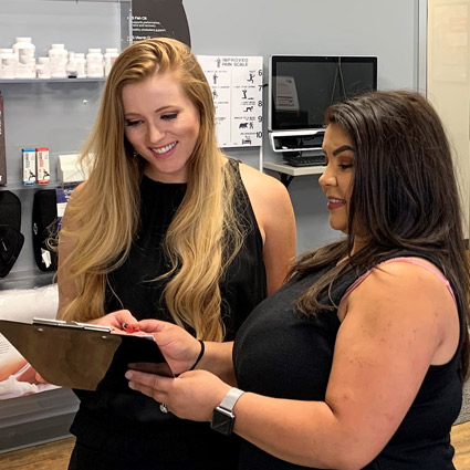 Patient reviewing paperwork