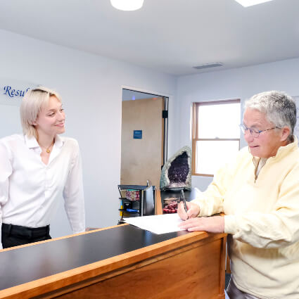 receptionist and patient