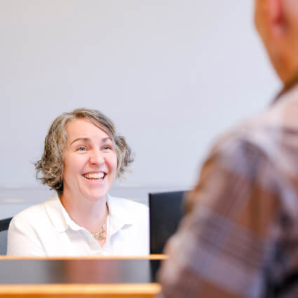 smiling at patient