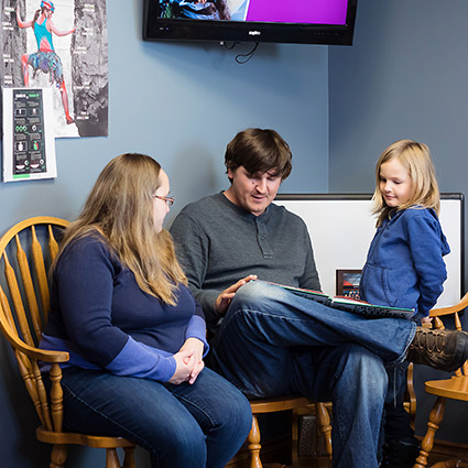 family in waiting room