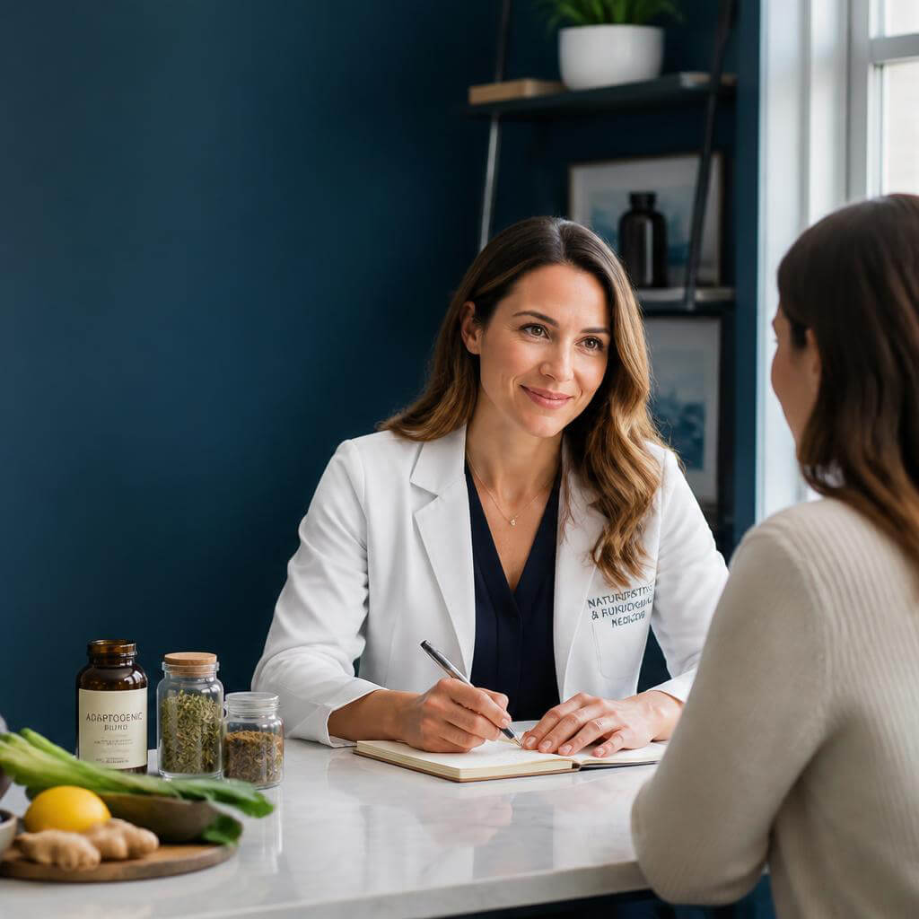 consulting with patient